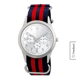 FMD Silver Dial Blue/Red Nylon Strap Men’s Watch